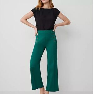 Ann Taylor Nautical Chic Green Cropped Sailor Pants